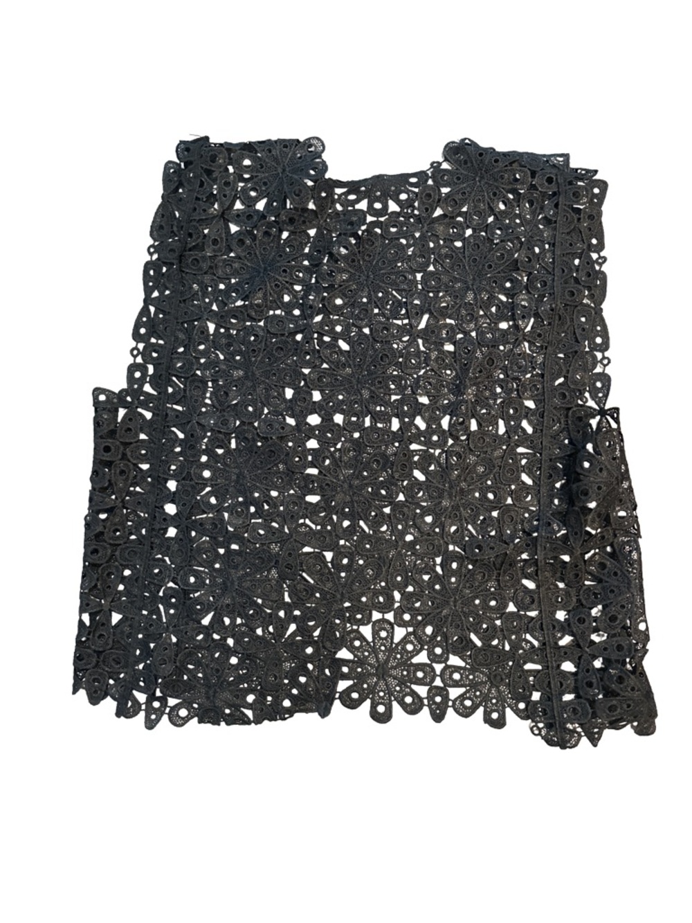 Akkasha V-neck Asymmetric Black Floral Lace Tank One Size